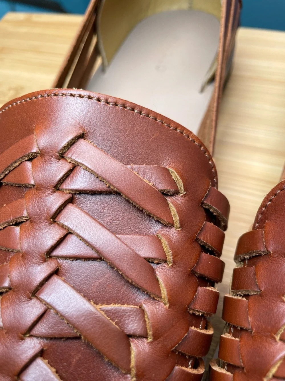 Nisolo Huarache Leather Sandals Men's 11 Brandy Brown Woven New w/ Box Dust Bag